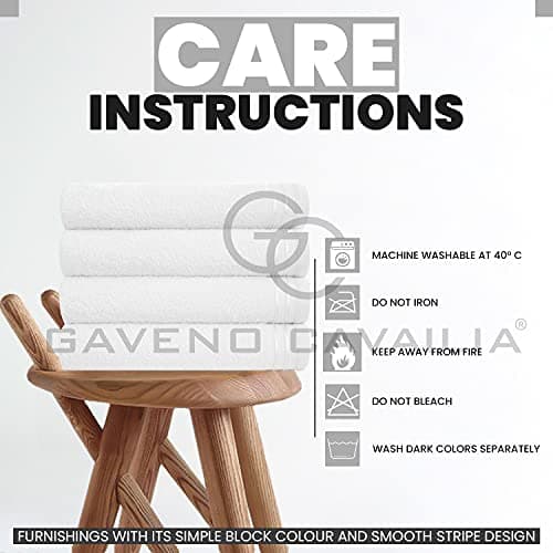 GC GAVENO CAVAILIA Large Towels Bath Sheet - Highly Absorbent Egyptian Cotton Towel Set - 4 Pack Extra Soft Large Bath Towel White - Quick Dry Bath Sheets - 450 GSM Washable Towels, 75X135 Cm — view 4