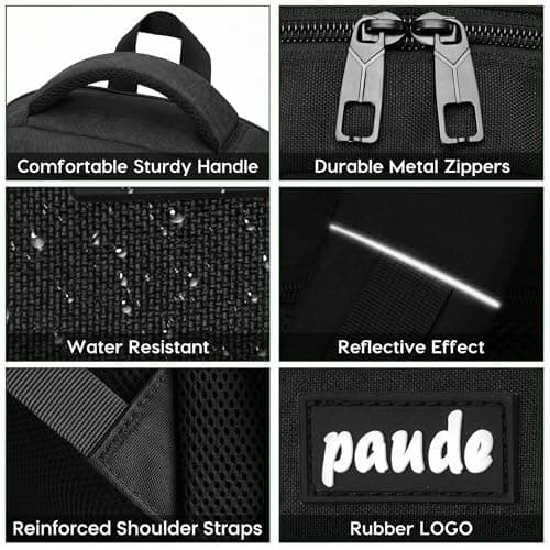 Paude Laptop Backpack,School Backpack Large Bookbag for High School College Students,Black Backpack for Men Office Business,Waterproof — view 4