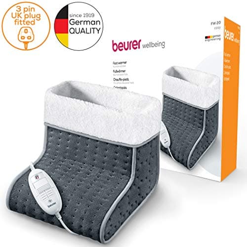Beurer FW20UK Cosy Foot Warmer - Grey, Electric foot warmer for cold feet, 3 temperature settings, Cosy teddy fleece lining, Suitable up to shoe size 12.5, Washable lining, 45°C - 50°C — view 2