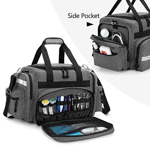 Damero Large Capacity Emergency Medical Bag with Removable Dividers, Grey — view 3