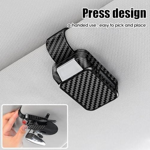 Key Cards Visor Accessories - Car Visor Sunglasses Holder Clip | Carbon Fiber Multi Functional Organizer | Car Accessory for Driving, Travel, Road Trips Glasses — view 2