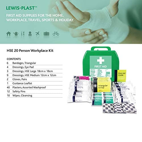 Lewist-Plast Premium Medium 11-20 Persons First Aid Kit Box - Complete with Integrated Carry Handle and Wall Mounting System, Ideal for Schools and Offices, Equipped with Emergency Supplies — view 3