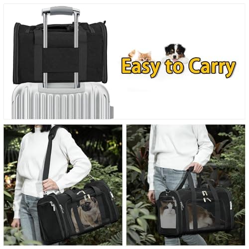 Soft Sided Cat/Pet/Dog Carrier Bag,Portable Foldable Pets Travel Carriers For Cats/Dogs With Shoulder Strap & Removable Mat,Durable Puppy Basket of 25 lbs - Black — view 5