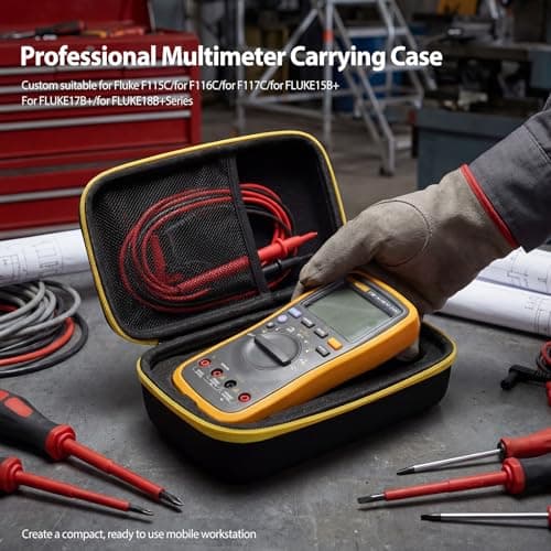 PATNFR Multimeter Carry Case for F115C Digital Multimeter Protective Storage Bag w/Mesh Pocket for F116C Multi Meter(Yellow and Black) — view 3