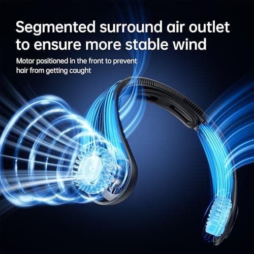 JISULIFE Portable Neck Fan Upgraded: Neckbrace Hands-Free, 5-Speed 5000 mAh — view 3
