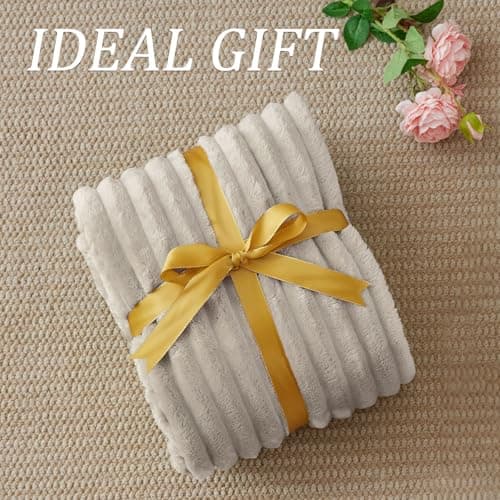 BEDELITE Fluffy Fleece Blanket Cosy Soft Throw, 152x203 cm, Linen Beige — view 5