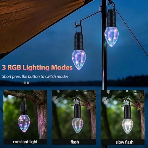 Rechargeable Camping Lights for Tent, 4 Pack Solar Powered Camping Lamp, RGB USB Charging Camping Lamp, Waterproof Led Camping Lantern, Portable Camping Light, Coloured Outdoor Lantern — view 2