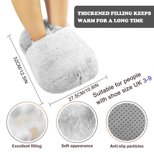 SUPERFA Rubber Hot Water Bottle for Feet, Grey Foot Warmer Slippers — view 3