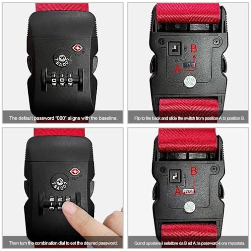 Personalized Luggage Straps Personalized with TSA Approved Lock, Custom Embroidered Name Travel Suitcase Belt with Buckle, 200CM Adjustable Luggage Straps (TSA Approved Lock, 1) — view 5