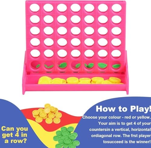 VEYLIN Mini 4 in a Row Classic Board Game, 12 Pack Assorted Colours Four In A Row Board Games Party Bag Fillers, Educational Toy for Boys & Girls — view 5