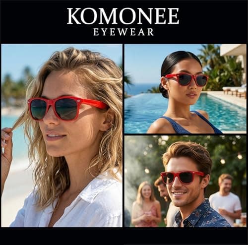 Komonee Drifter Sunglasses UV400 Protection Red Classic Style Retro Sun Shades Eye Glasses Unisex For Men Women Travel & Fashion – Lightweight Frame Fashion Eyewear Outdoors — view 4