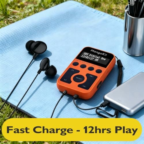 MangoKit MP1 Rechargeable Pocket DAB/FM Radio,Lock Switch,20 Presets-Orange — view 3