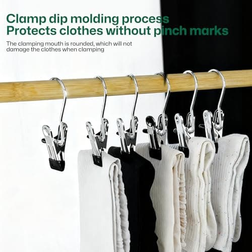 36Pcs Hanging Clips, Portable Clothes Pegs No-slip Stainless Steel Hangers with Clips Hat Storage Travel Hangers Foldable Drying Rack for Pants Towels Shoes Socks Trousers — view 4