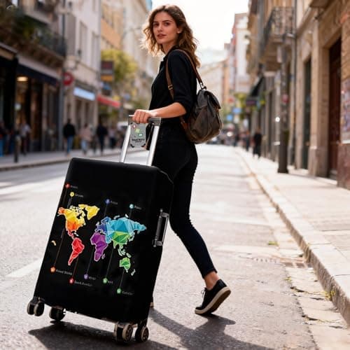 Aovanta Suitcase Cover Protector, 25-28 inch Large Luggage Cover with Suitcase Tag, Elastic Suit Case Covers for Luggage, Travel, Holiday (Pattern 2, 25-28in) — view 2