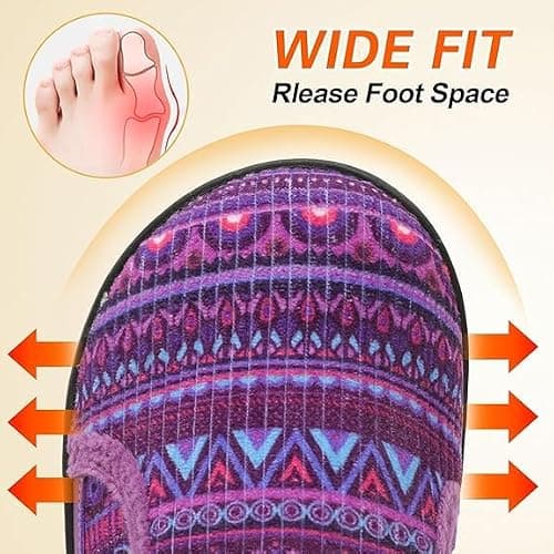 JIASUQI Slippers for Women Wide Barefoot Swollen Edema Diabetic Shoes Indoor Outdoor Adjustable House Shoe Cozy Walking Shoe(Boxipurple 40,Size 6) — view 2