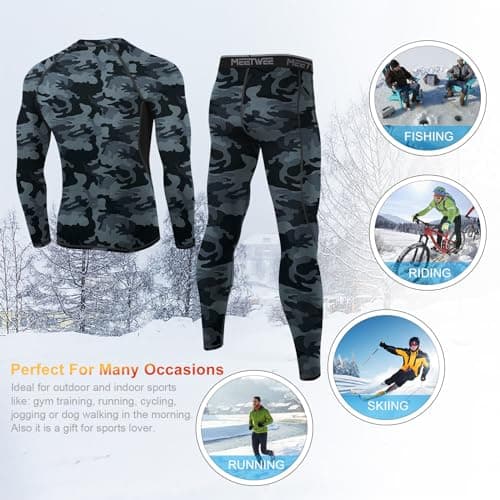 MEETWEE Men’s Thermal Underwear Set, Winter Long Sleeve Base Layer Quick Dry Long Johns Compression Suit for Workout Skiing Running Hiking — view 6