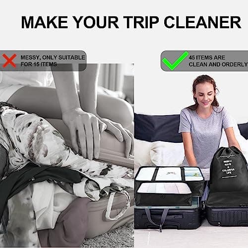 Jsdoin Packing Cubes for Suitcase,9 PCS Travel Luggage Packing Cubes for Backpack, Waterproof Essentials Suitcase Organiser Bags, Travel Accessories (Black) — view 6
