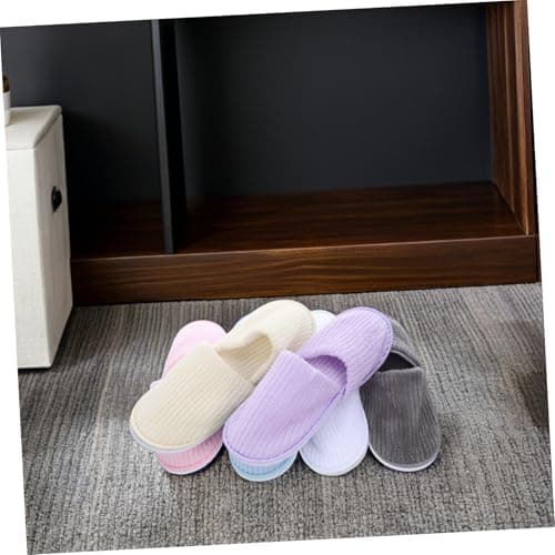 BESPORTBLE 6 Pairs Hotel Slippers Non-slip Coral Fleece Closed Toe Washable Spa Slippers for Guests Unisex House Shoes Pack with Padded Soft Warm Indoor Footwear for Travel and Home — view 5