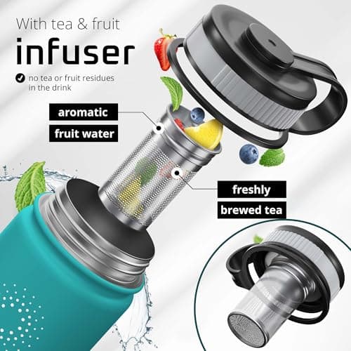ACTIVE FLASK Water Bottle Stainless Steel + Straw (3 Lids): 1L 700ml 500ml — view 6