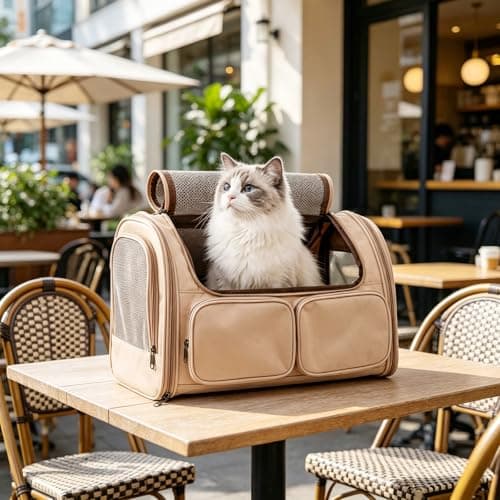 Cat Carrier Airline Approved, Soft Sided Pet Carrier with Expandable Fleece Mat, 4 Mesh Windows, 4 Storage Pockets, Adjustable Shoulder Strap, Travel Bag for Cats, Kittens, Puppies and Small Dogs — view 6