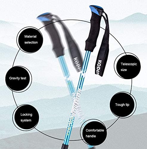 Nordic Walking Trekking Poles 2 Pack With 7075 Aluminum Alloy Lock Ultra Light Ultra Short Shock Absorber EVA Handle For Hiking, Camping, Mountaining, Walking, yellow — view 3