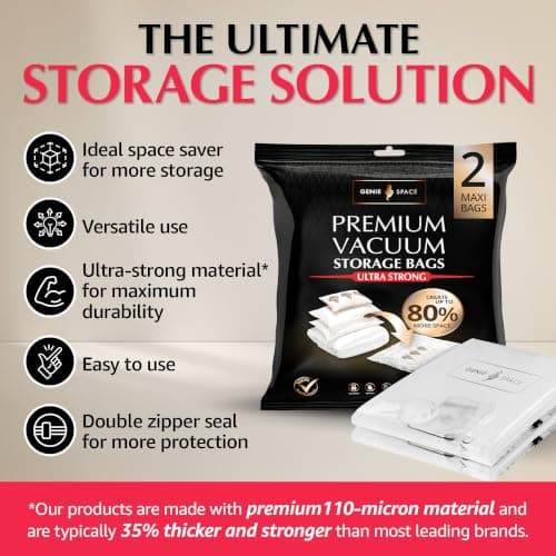 GENIE SPACE Premium Vacuum Storage Bags, Maxi 2 Pack, 110x90 cm — view 2
