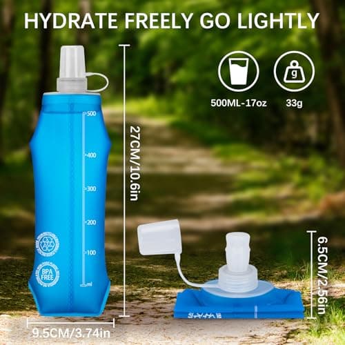 Euqvunn 2PCS Collapsible Water Bottle - BPA- free TPU, Reusable Soft Flask 250ML - Dust and Leak Proof for Hydration Vest, Outdoor Running, Hiking, Camping, Cycling, Travel — view 3