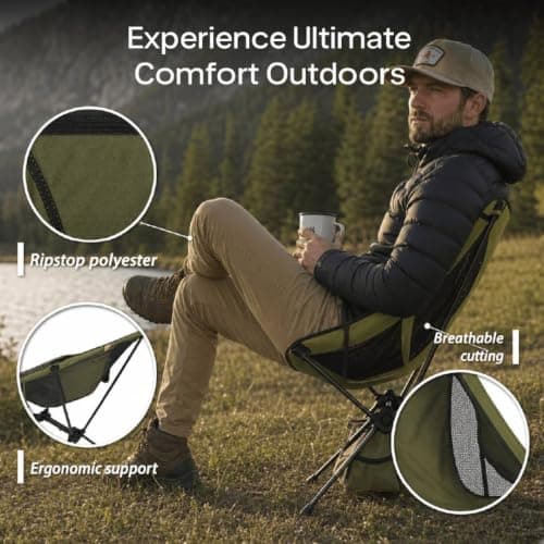 LOVETRENDS Lightweight Foldaway Camping Chairs Set of 2 Forest Green — view 4
