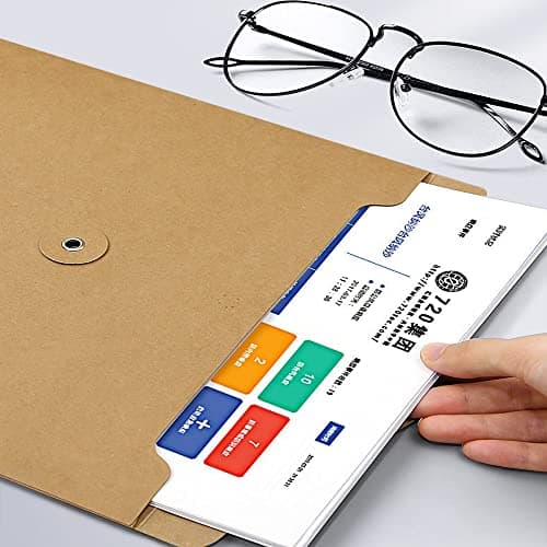 10pcs A4 Kraft Paper Envelopes Portfolio Foolscap File Folders Document Folder with String Fastener Closure Wallet Pockets File Bags Storage Pouch Paperwork Organizer Bag for Office School Home — view 4
