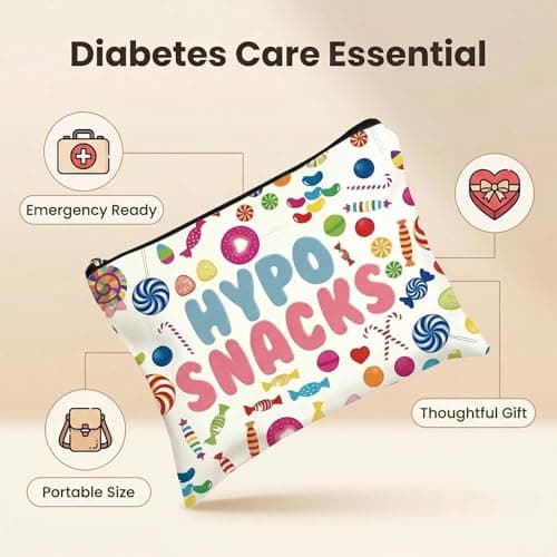 Type 1 Diabetes Snack Bag Backpack Emergency Snacks Bag Travel Portable Zipper Pouch Funny Makeup Bag Diabetic Gifts for Diabetics Women Men — view 4