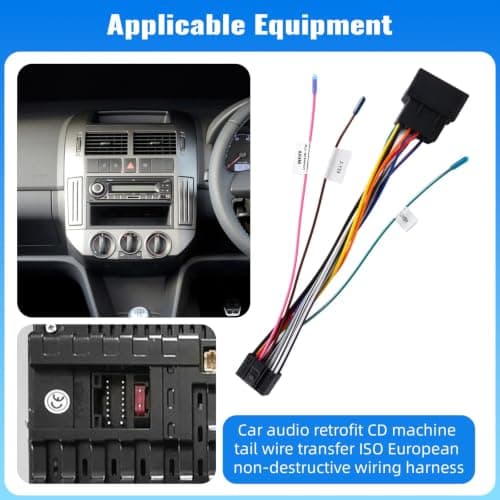 16 Pin Standard ISO Wiring Harness Cable Adapter for Android Car Stereo Radio Car Audio Connector Plug with Steering Wheel Control Lines and Reverse Control Line ISO Wire Lead Loom Radio Connector — view 4