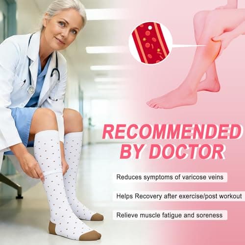 ACTINPUT Compression Socks for Women Men,Cotton Flight Knee High Sock Best Support for Travel, Maternity, Sports Stockings — view 5