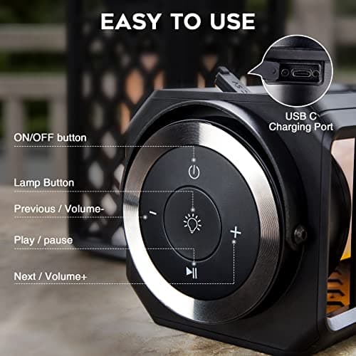 Outdoor Bluetooth Speaker with Flame Atmosphere, Waterproof Wireless Speaker, Camping Patio Accessories, 10W Stereo Sound, Gifts for Men, Women, Dad(2 Pack) — view 6