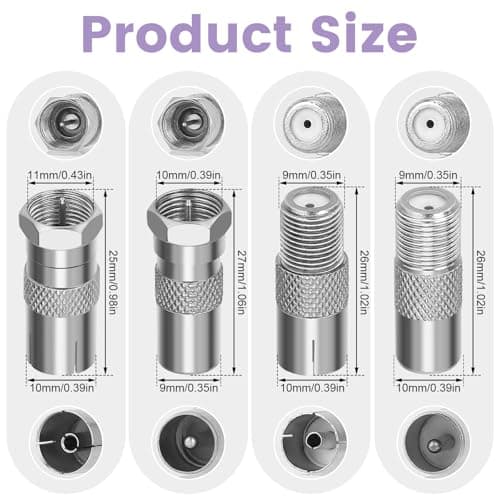 LUCKNIGHT 8 Pack F Type to Coax Adapter Kit, Coaxial Cable Connectors — view 2