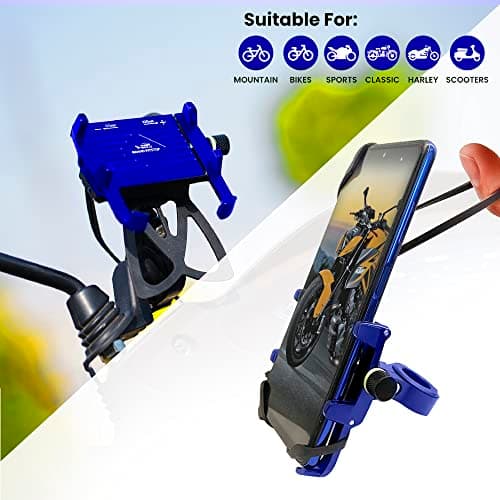 GRAND PITSTOP Bike Phone Mount Holder,Aluminum Motorcycle Phone Holder, Bicycle Handlebar Cell Phone Holder for iPhone 15 Pro Max/Plus, 14 Pro Max, S9, S10 and More 4.7" to 6.8" Smartphones — view 5