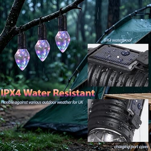 Rechargeable Camping Lights for Tent, 4 Pack Solar Powered Camping Lamp, RGB USB Charging Camping Lamp, Waterproof Led Camping Lantern, Portable Camping Light, Coloured Outdoor Lantern — view 3