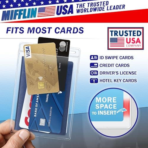 Mifflin Passport & Card Holders (Clear, 102x152 mm, 10 Pack), Extra Large ID Name Badge Holder, Zipperless Vertical Plastic Card Holders — view 4