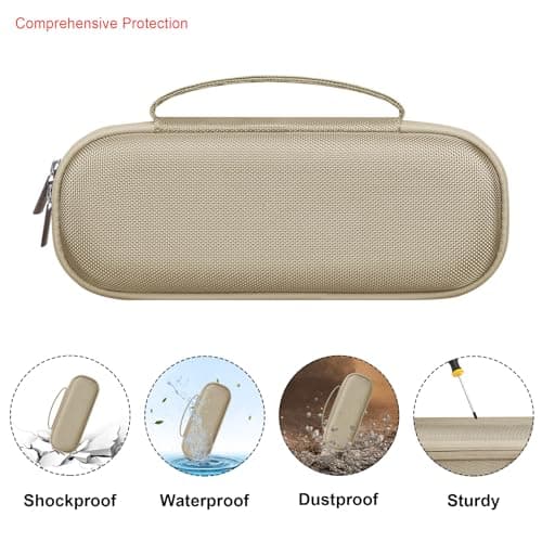Elonbo Carrying Case ​for Beats Pill Wireless Bluetooth Speaker, Beats Pill Portable Speaker Travel Bag Storage Holder, Mesh Pocket Fits Charger, Champagne Gold — view 3