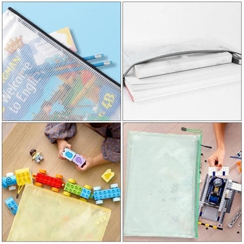 A5 Zip Wallets,5Pack Waterproof Plastic Zip Folders with Secure Zippers Bags, Easy to Classify Multicoloured Document Bag,Ideal for School, Office, Travel, Documents and Tool Storage — view 6