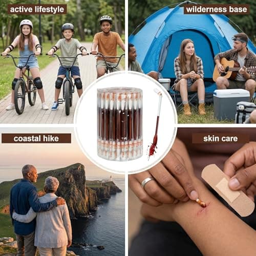FOMIYES 100 Pieces Disposable Iodine Cotton Swabs, Individually Wrapped Iodine Swabs, Disinfection Cotton Sticks Buds for Scrapes,Cuts, First Aid, Travel & Emergency Use — view 6