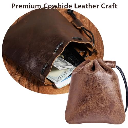 2 Pcs Medium Drawstring Cowhide Bag — view 3