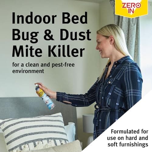 Zero In Bed Bug & Dust Mite Killer – Bed Bug Spray for Mattress, Bed Frames & Furnishings - Fast-Acting Aerosol Surface Treatment for Immediate Results - Prevents Allergies - 300ml — view 2