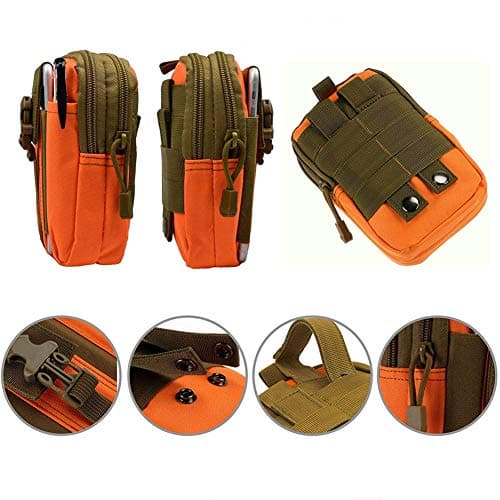 ZhaoCo Tactical Molle Pouch, Compact Utility Belt Pouch Military Army EDC Pouch Waist Bag Fanny Packs for Sports Hiking Camping - Orange — view 3