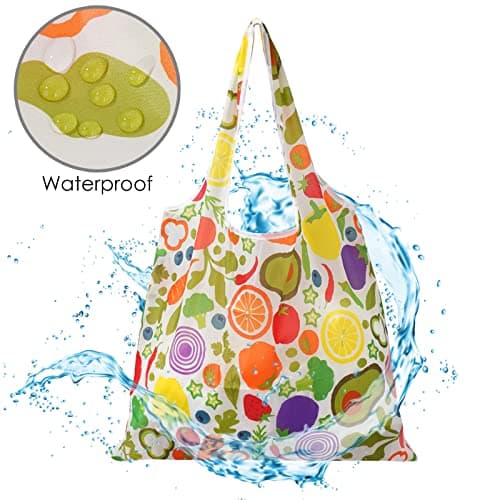 Hossejoy 10 Pack Large Reusable Grocery Bags with Handles, Waterproof Nylon Large Tote Bags, Foldable Lightweight Machine Washable Shopping Bags for Women Grocery Shopping Supplies Daily Storage — view 3