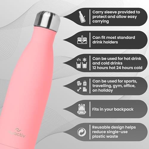 Nuactiv Stainless Steel Water Bottle 500ml Vacuum Insulated Metal Flask — view 4