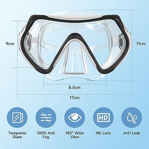 Findway Snorkel Mask,180°view Snorkelling Mask Adult & Junior, Diving mask Anti-Fog & Anti-UV Tempered Glass, Wide View Snorkel Mask, Easy Adjustable Strap Mask for Diving, Snorkelling and Swimming — view 5
