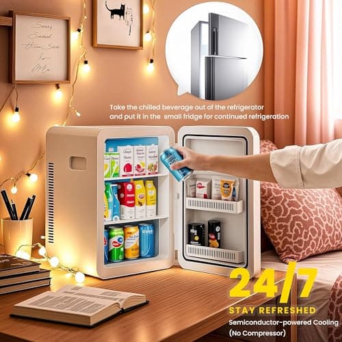 MoraRise 22L Mini Fridge, 28Cans Portable Cooler & Warmer Small Fridge — view 4