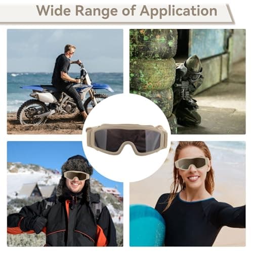 equlup Outdoor Windproof Goggles, Desert Goggles Windproof Glasses Khaki Sandproof Goggles with 2 Lens for Men Women Motorcycle Ski Cycling — view 6