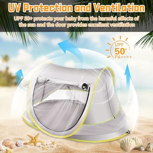 Pop Up Baby Beach Tent UPF 50+, Toddler Sun UV Protection Shade, Breathable Umbrella with Tent Pegs, Lightweight Portable Shelter Umbrella for Family Outdoor Traveling, Hiking, Camping, Fishing,Picnic — view 3