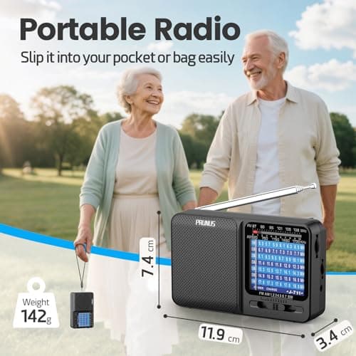 PRUNUS J-711 AM/FM/SW Portable Small Radio,AA Battery &USB-C Charging — view 6